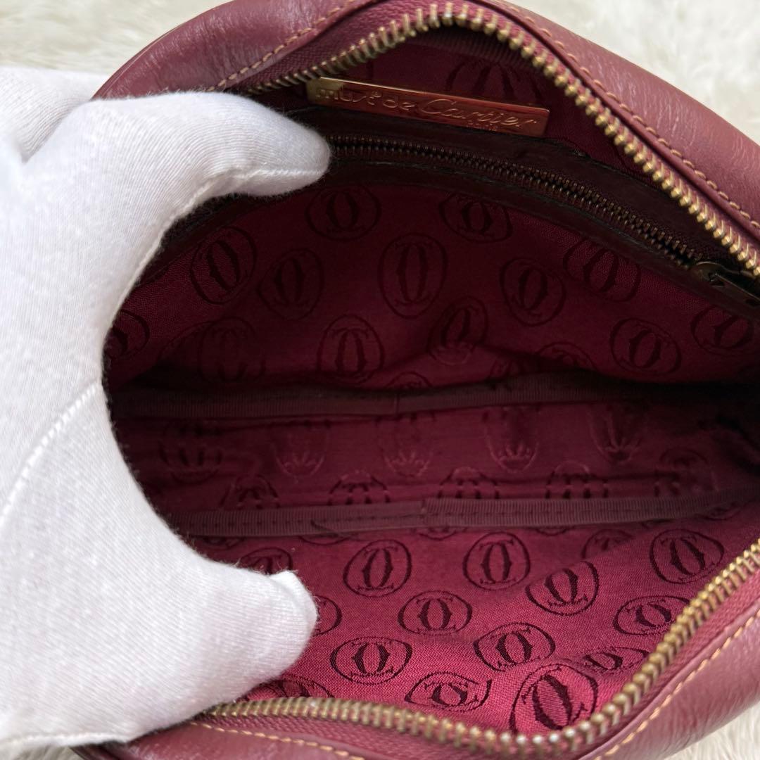 Cartierカルティエ マストライン ショルダーバッグ ボルドー レザー