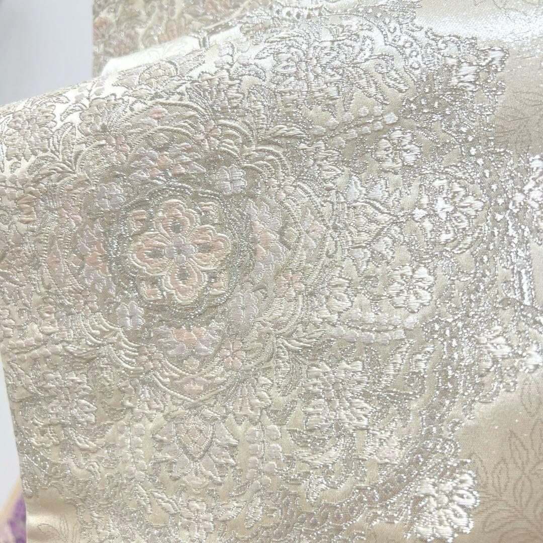 361 振袖フルセット 正絹 オフホワイト 白 薄紫 銀彩 駒刺繍 フェミニン