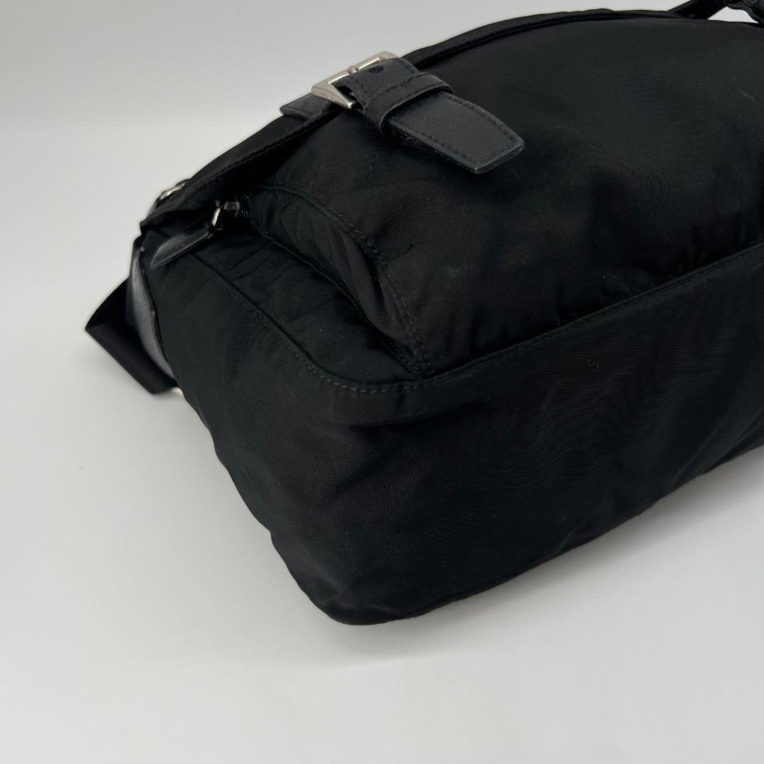 12460✨プラダ ショルダーバッグ ナイロン ダブルベルト 三角ロゴ 黒