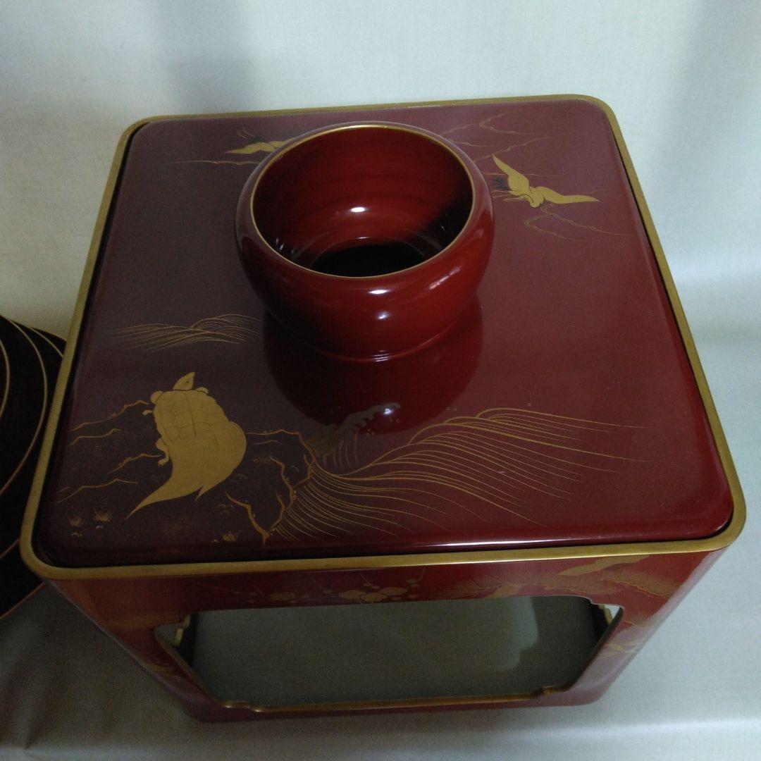 木製九つ重ね杯　本金蒔絵付