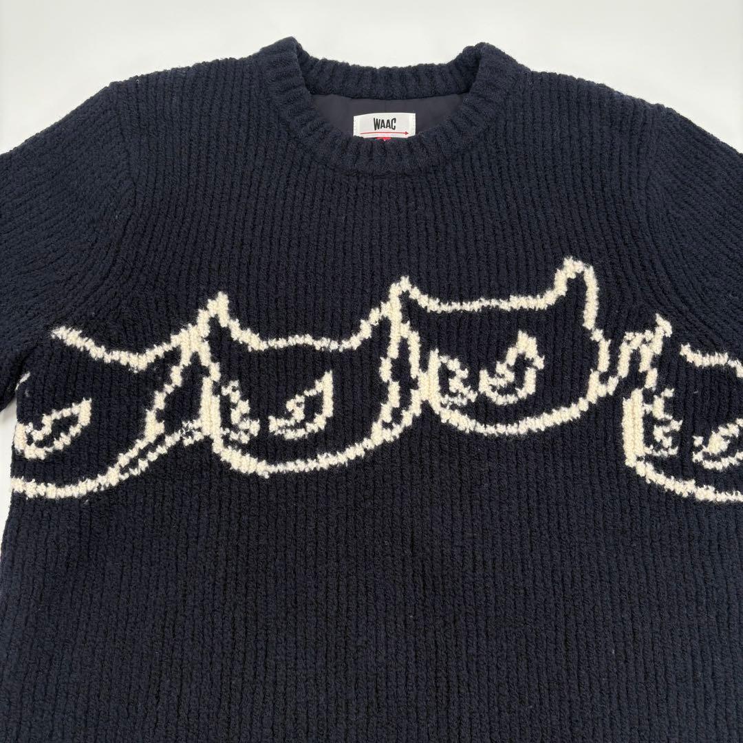 美品　WAAC ワック ニット 裏地付き ウール ネイビー M相当 775ゴルフ