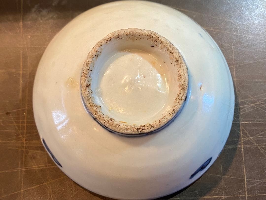 中国汕頭・スワトウ染付絵皿 鑑賞台付 沈船品・ヴィンテージ レア