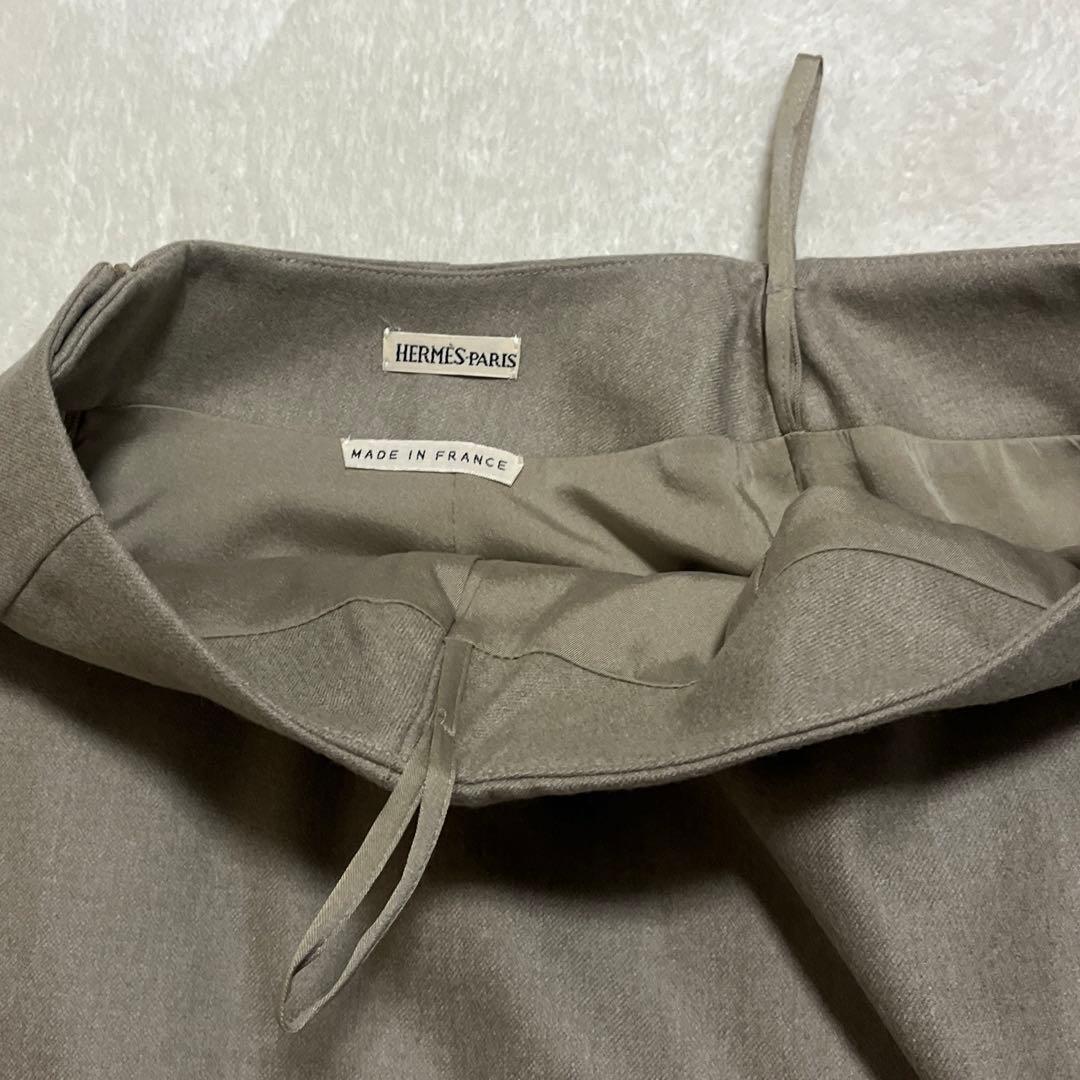 エルメス タイトスカート ベージュ 34 フランス製 上品シルエット