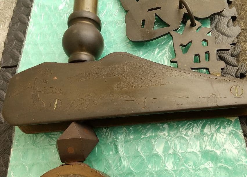 アンティーク特大 自在鉤 真鍮 15kg 180cm 美術品・アンティーク