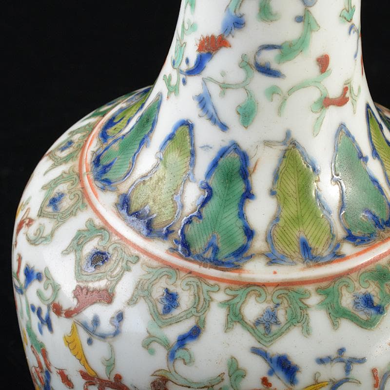 中国 粉彩 人物花神獣文瓶 M R7322