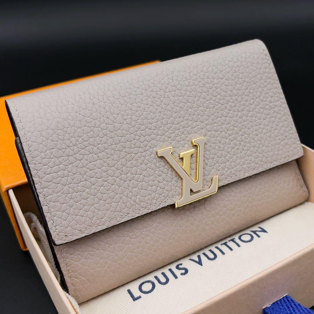 超美品★ルイヴィトン カプシーヌ コンパクト ガレ 三つ折り財布 ベージュ