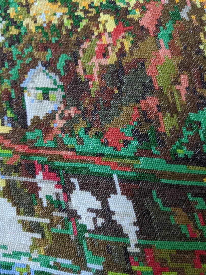 ヨーロッパ式刺繍絵タペストリー: An Autumn Lake