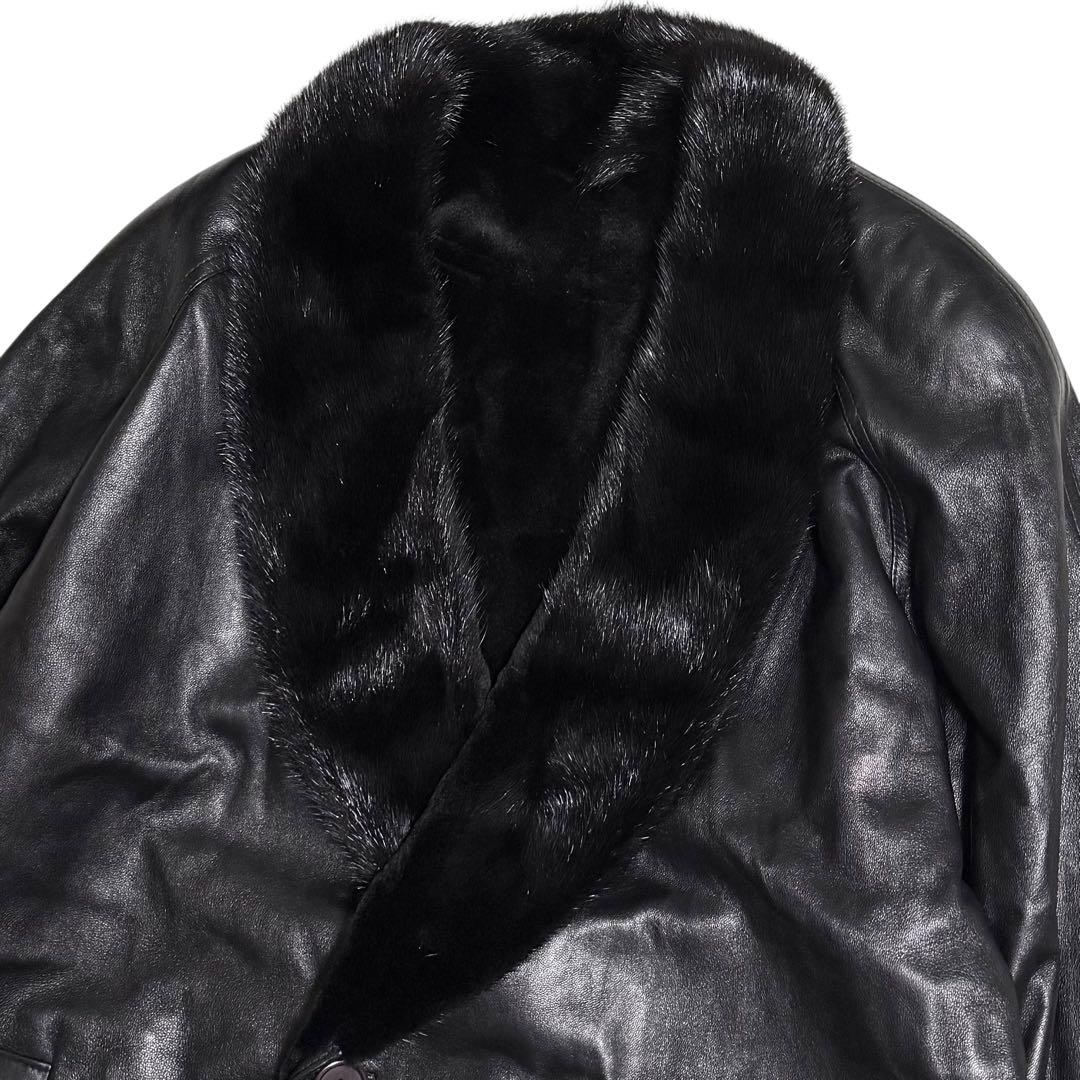 【とち さん】ミンク×レザー ダブルコート リバーシブル 本毛皮 本革 メンズ