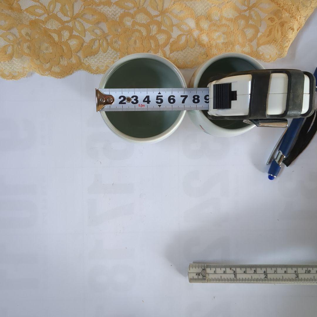 花文湯呑壱対名工人間国宝濱田庄司弟子滝田項一作