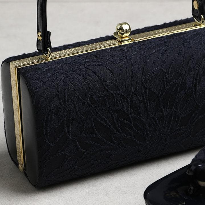 【新品】振袖用 草履バッグセット　ジャガード織り　黒　草履24cm