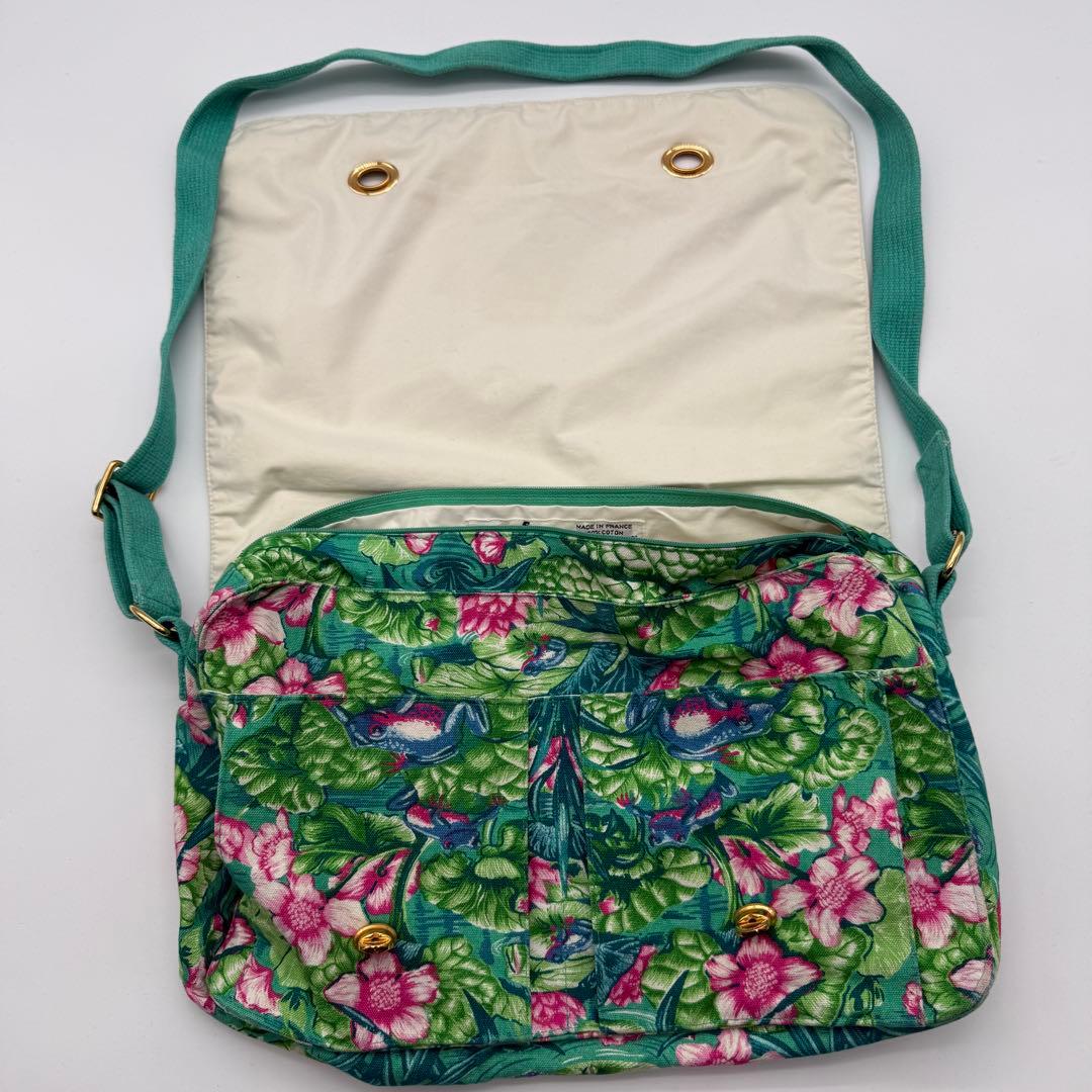 美品 HERMES ヴィンテージ ターンロック カエル 花柄 ショルダーバッグ