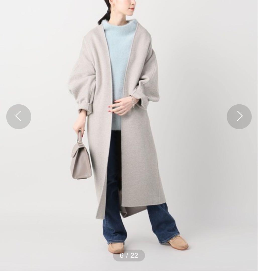 プラージュ Beaver ロングコート 38 ノーカラーコート ハミルトン