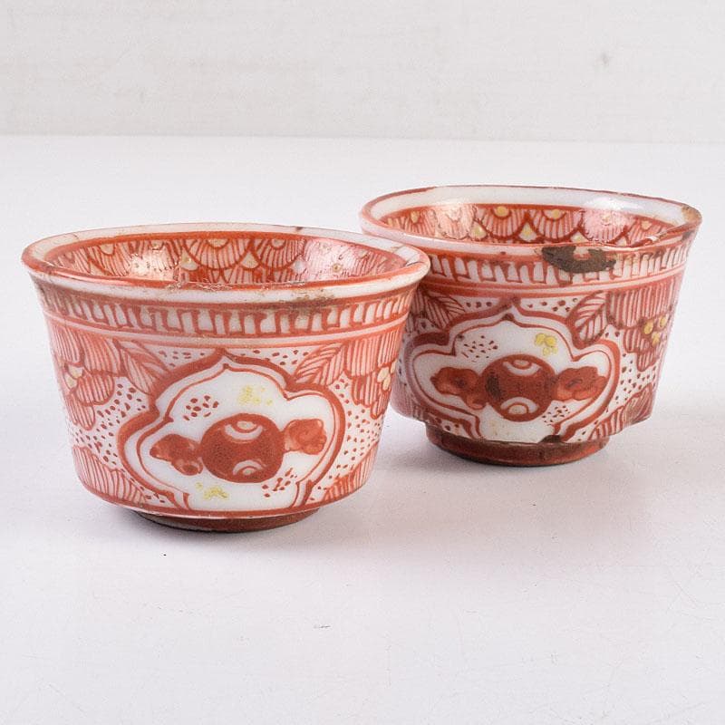 煎茶道具 赤絵宝珠文 煎茶器 五客 C R8961