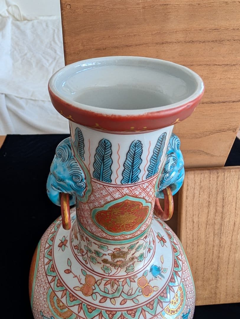 動作確認 九谷焼 陶源 花瓶 金襴手 【2030172708】