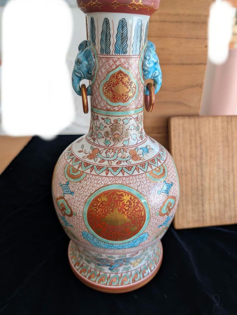 動作確認 九谷焼 陶源 花瓶 金襴手 【2030172708】