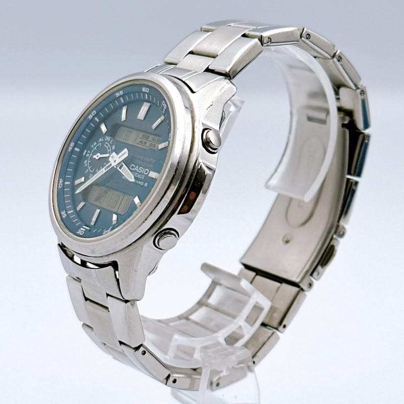 良品 カシオ リニエージ メンズ腕時計 電波ソーラー アナログ デジタル 時計