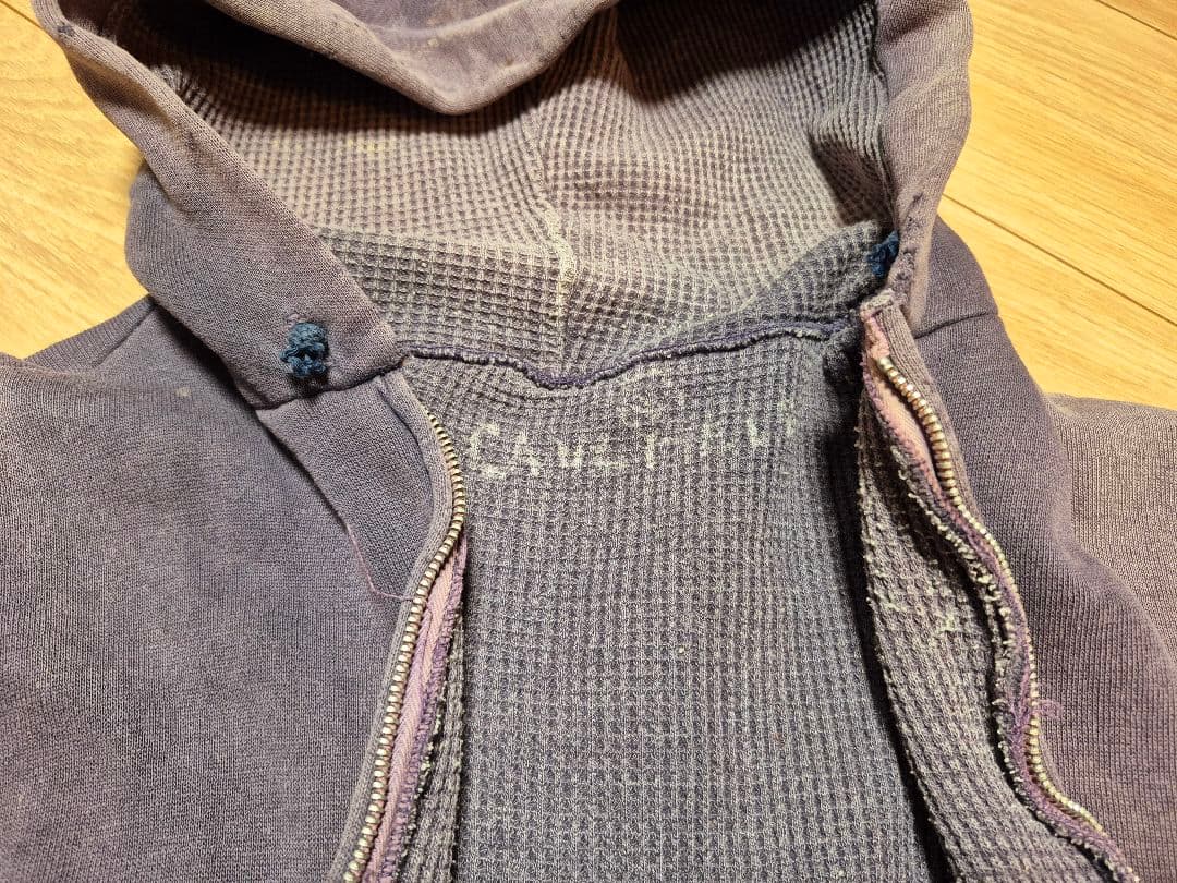 ヴィンテージ　ナス紺　裏サーマル　フルジップパーカー　60s　70s　セパポケ