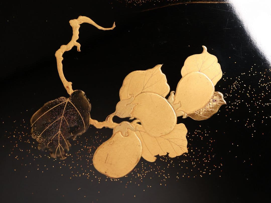 一富士二鷹三茄子 金蒔絵 黒塗四方膳 足付 五客