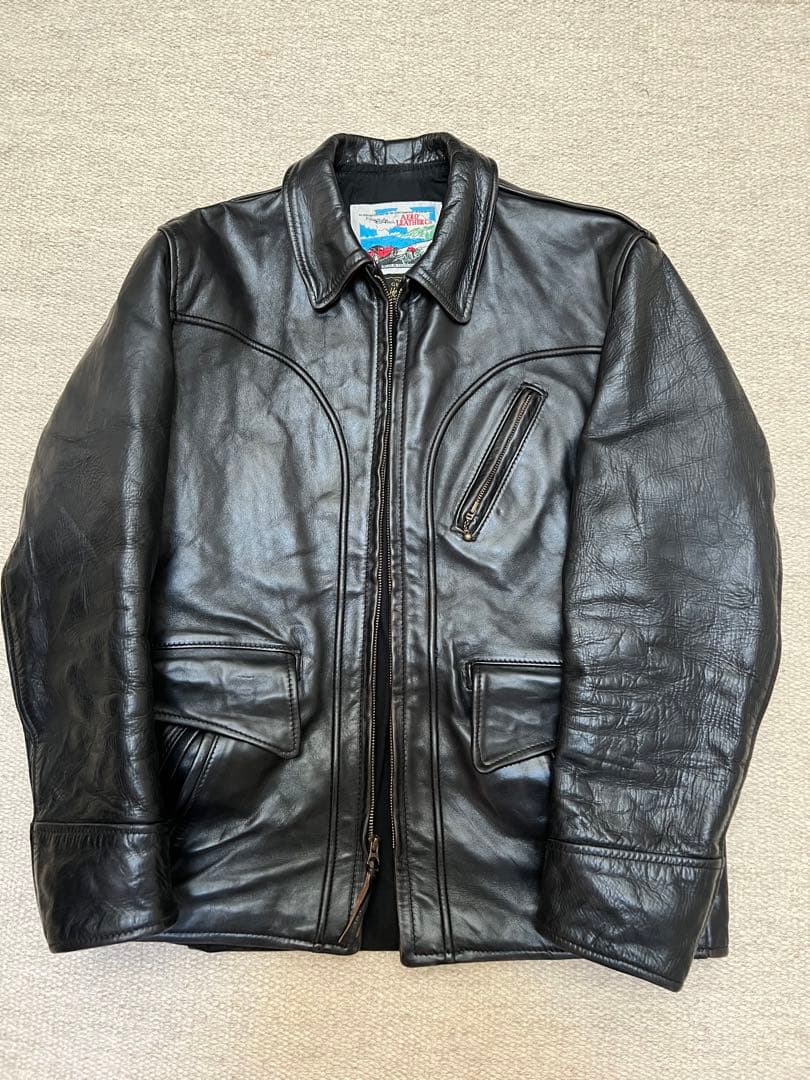 エアロレザーレザージャケットシングル馬革FQHHブラックサイズ40