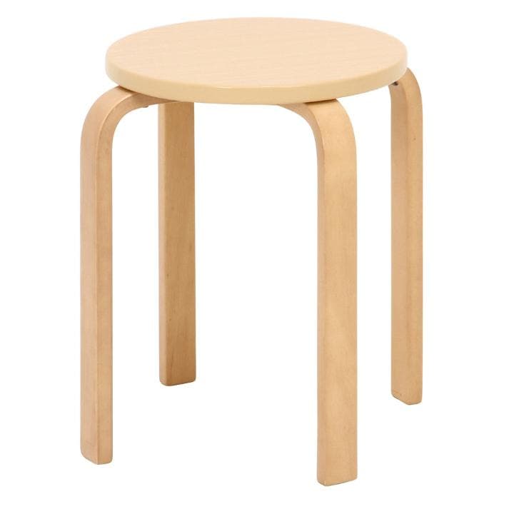 ナチュラル木製円形スツール