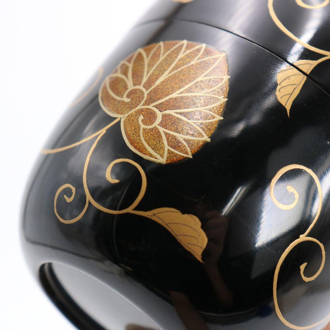 茶道具 輪島塗 栄伸堂 花草蒔絵 棗 共箱 V 9168 茶道具 輪島塗 元岡清