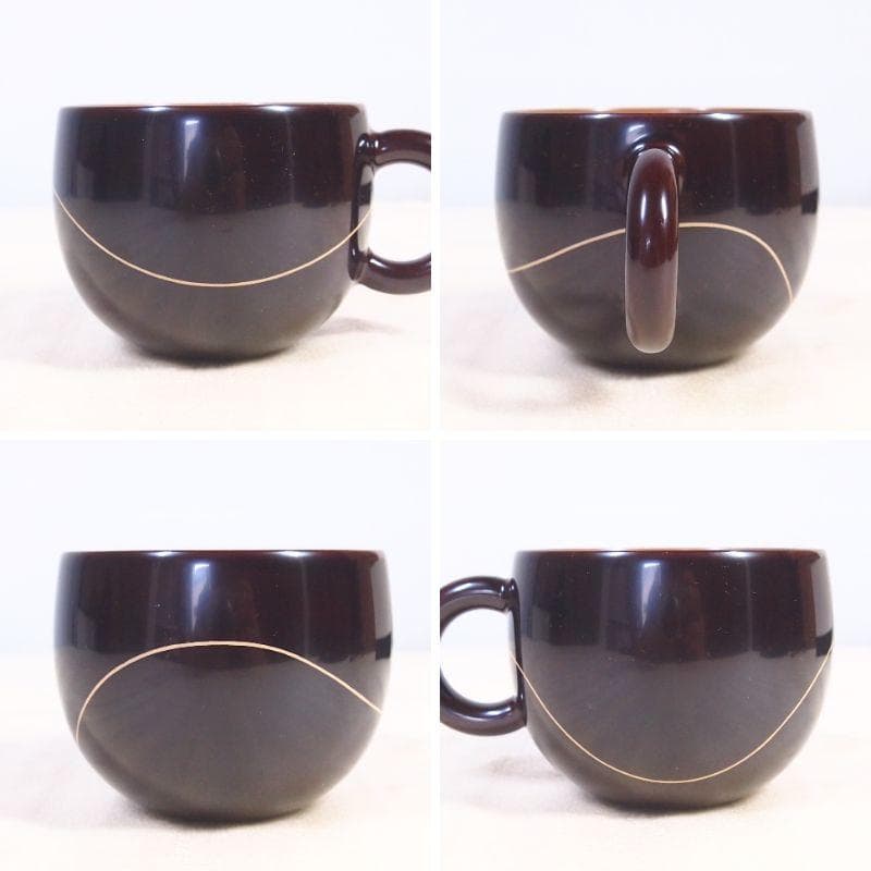 【未使用】輪島塗 HANANURI 花ぬり 古代溜/波線 コーヒーカップ 漆器