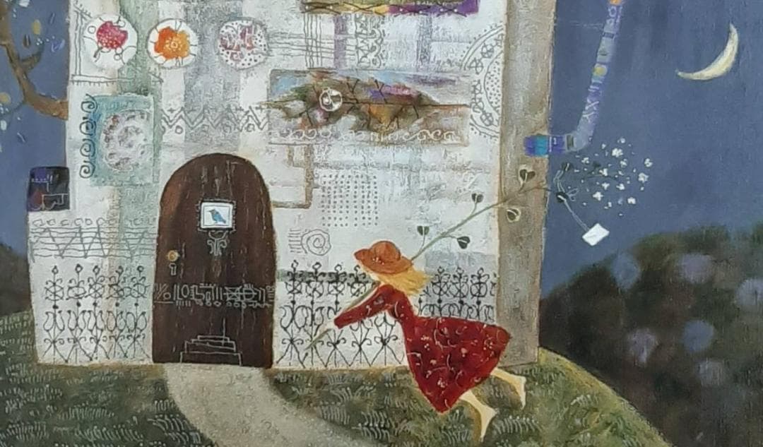 前田麻里、「月から聞いたお話」、希少画集の額装画、四季、風景、人気作品