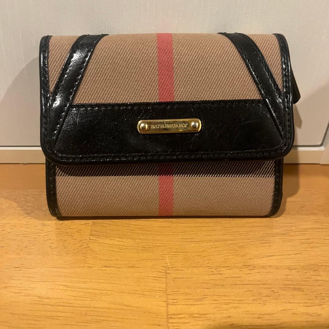 Burberry 三つ折り財布 ベージュ/ブラック バーバリー BURBERRY 財布 三つ折り財布 折りたたみ財布 小銭入れ付き