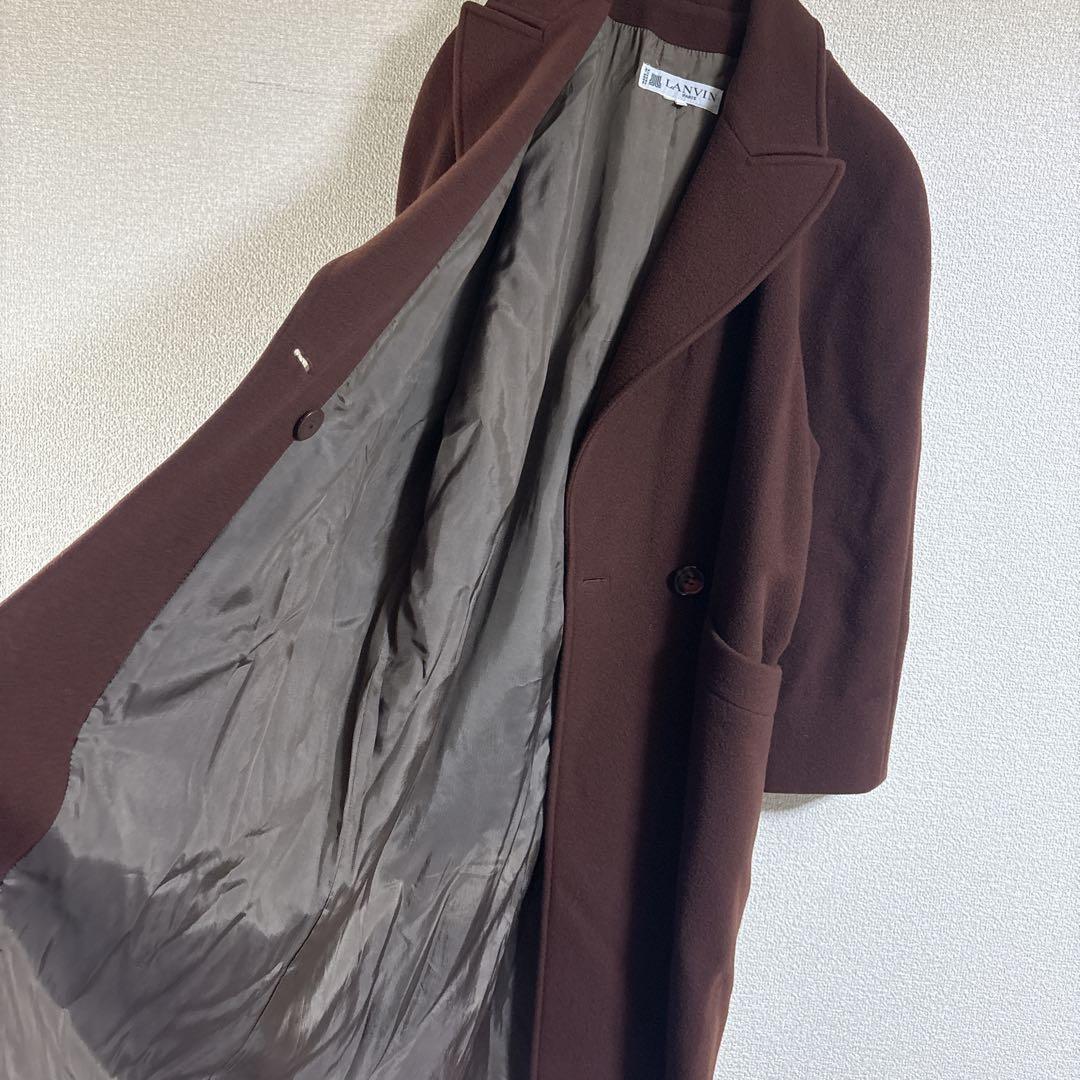 LANVIN 80s ヴィンテージ ウールロングコート フランス製 茶色