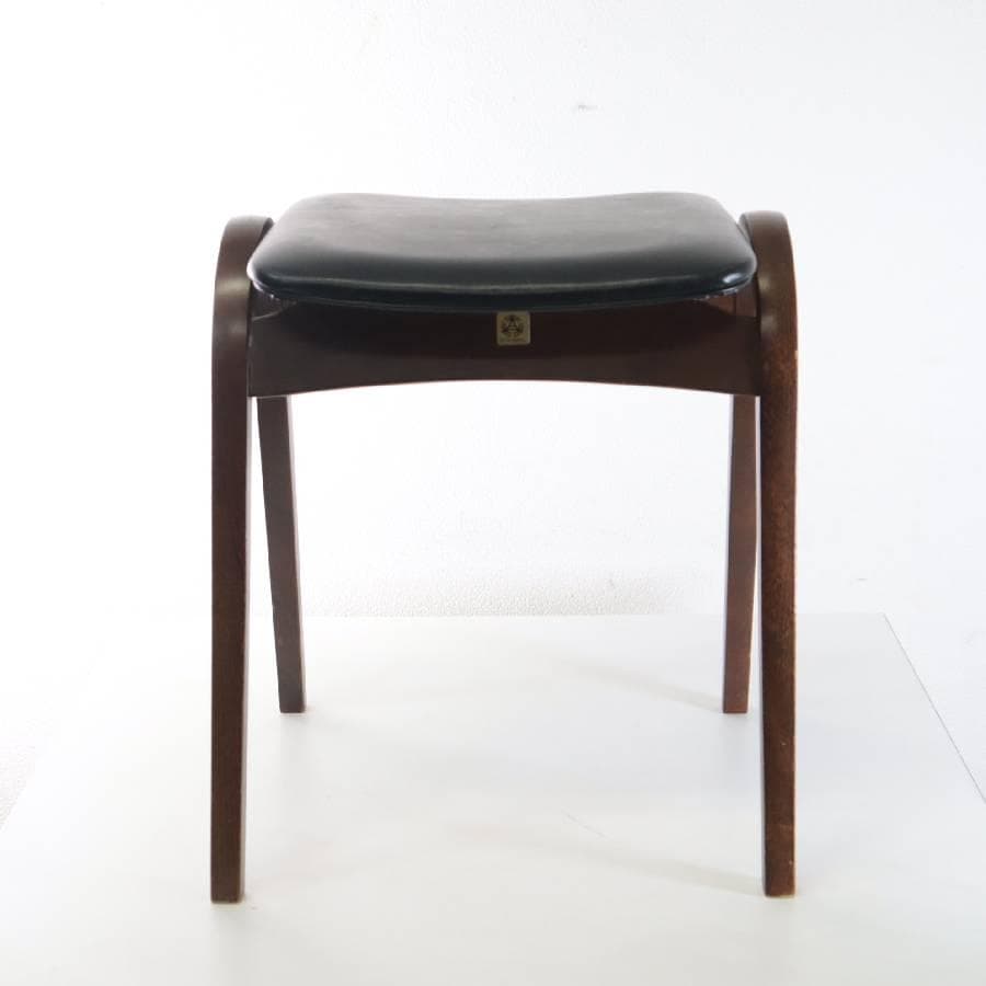 秋田木工 IDC大塚 No.202 剣持勇 スタッキングスツール 黒 PVC⑩