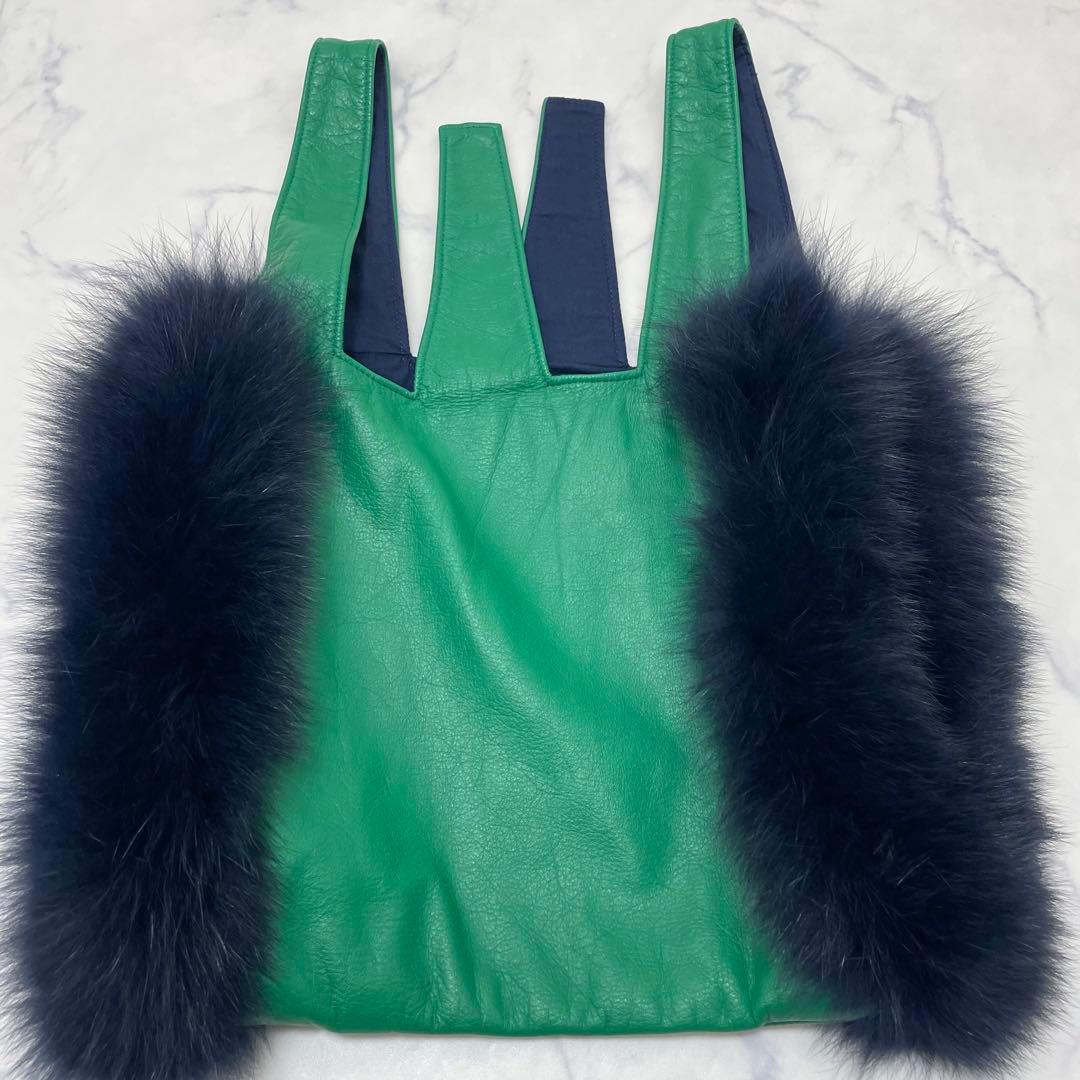 LUDLOW ラドロー　ファー　トートバッグ　グリーン ハンドバッグ