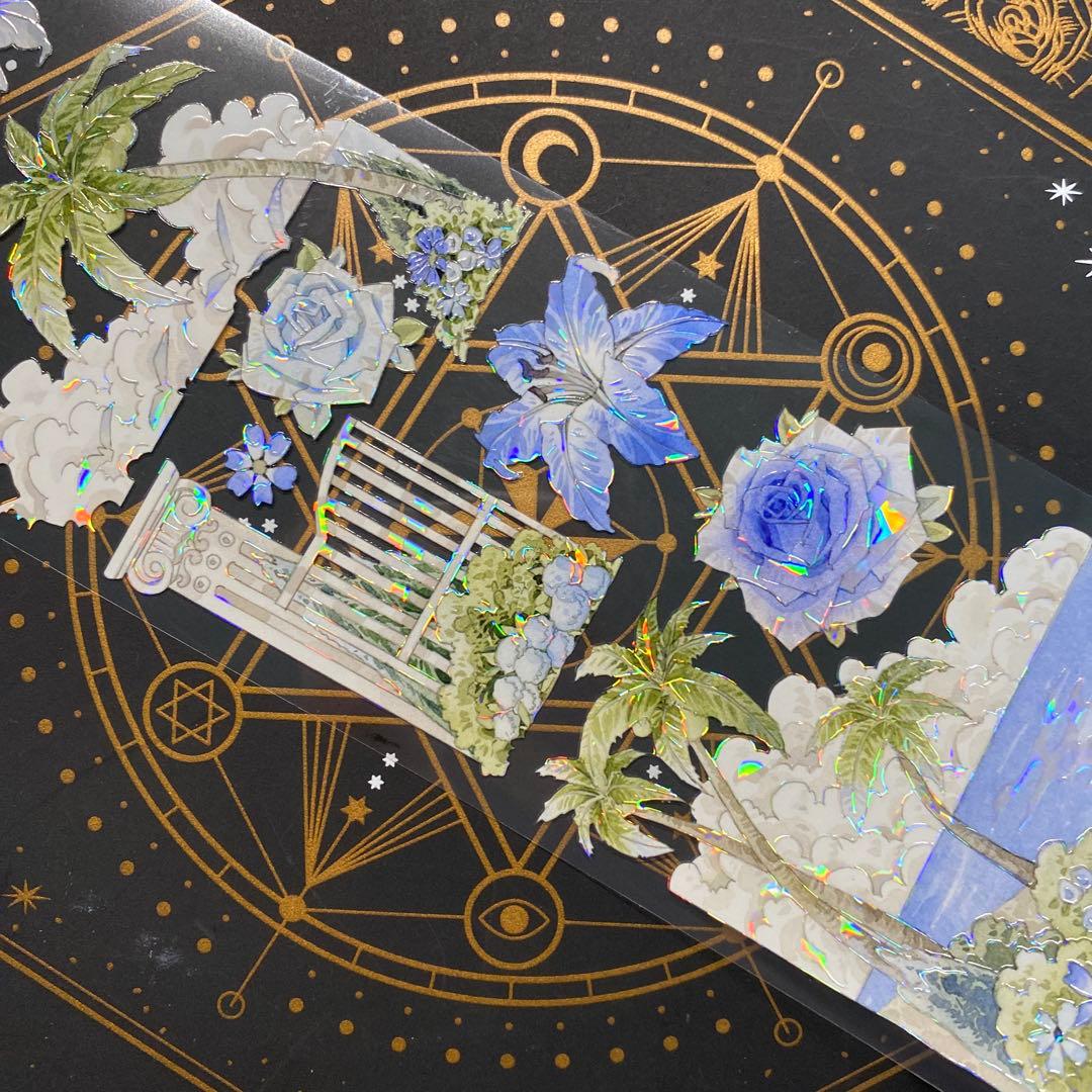 9146】海外 マステ 巻 貝殻光マスキングテープガーデン 海 花 装飾系