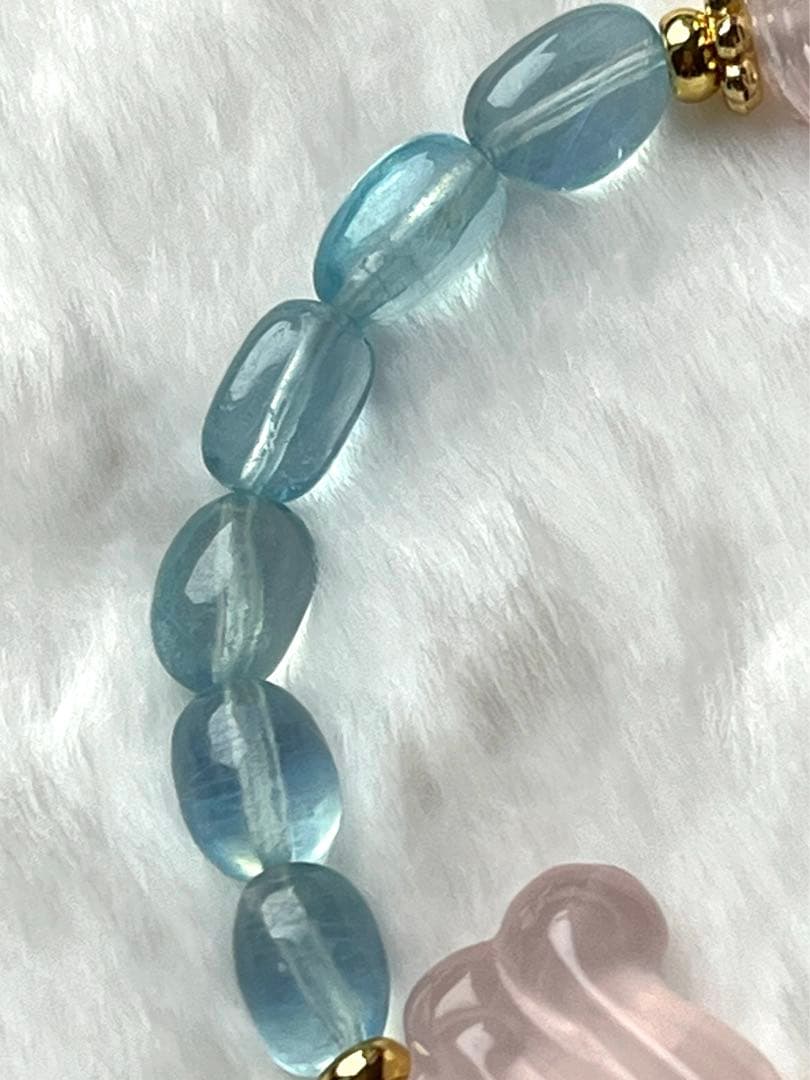 ♥️ミョ♡ラリマー ハート＆ローズクォーツ蝶々・アクアマリン・天然石ブレス