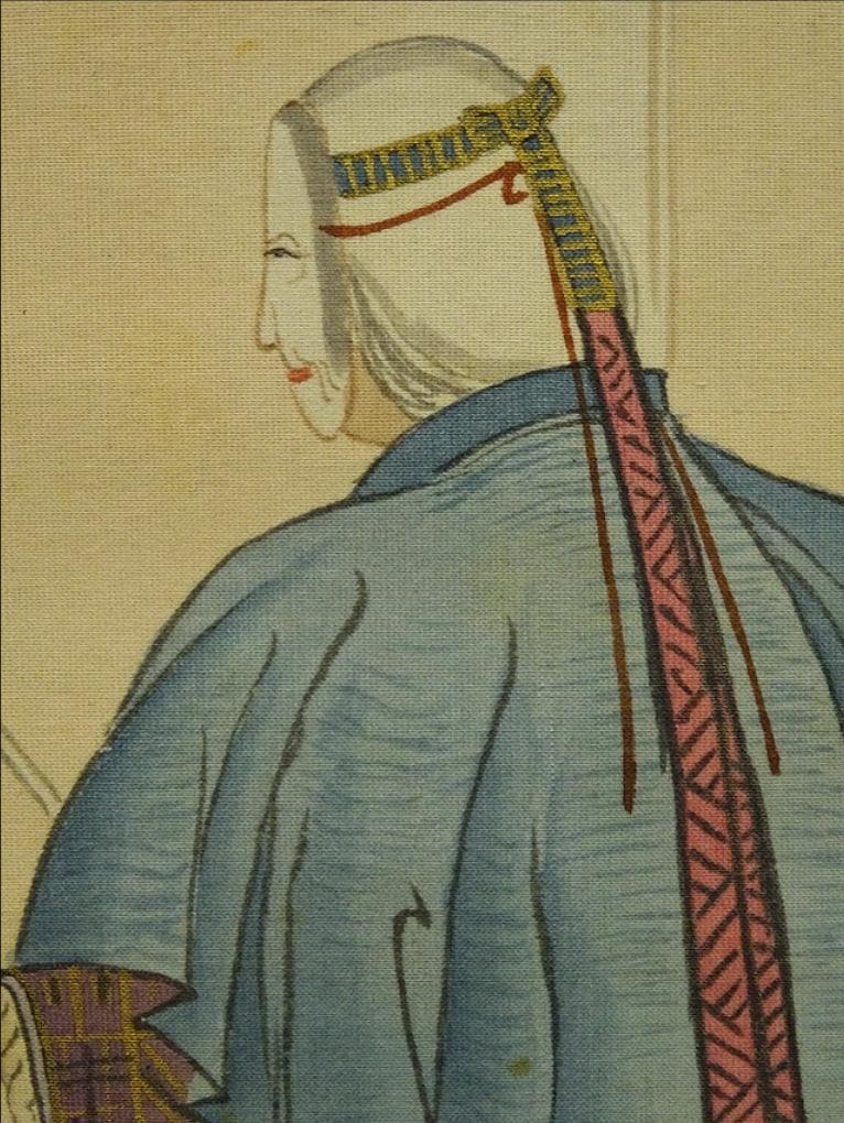 掛軸 稲城『高砂 人物図』絹本 肉筆 共箱付 掛け軸 w060211