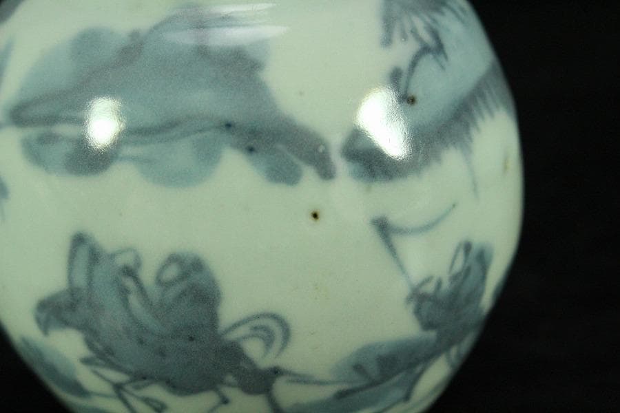 中国美術 古染付 祥瑞 茶入 明時代 唐物 鹿角蓋 茶道具伝来(K-XA856)