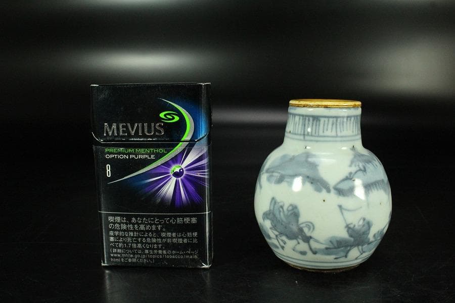 中国美術 古染付 祥瑞 茶入 明時代 唐物 鹿角蓋 茶道具伝来(K-XA856)