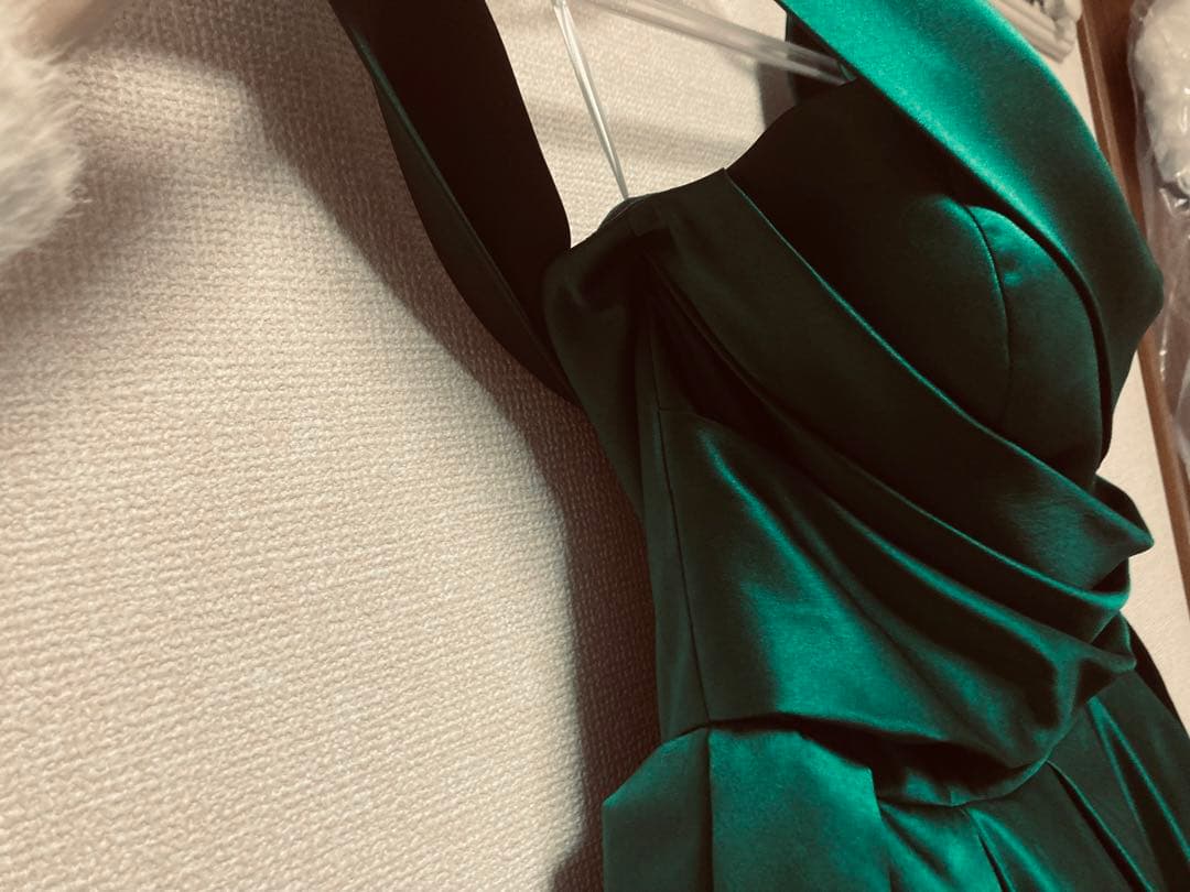 カラードレス 9号 ウェディングドレス サテン グリーン プリンセスライン