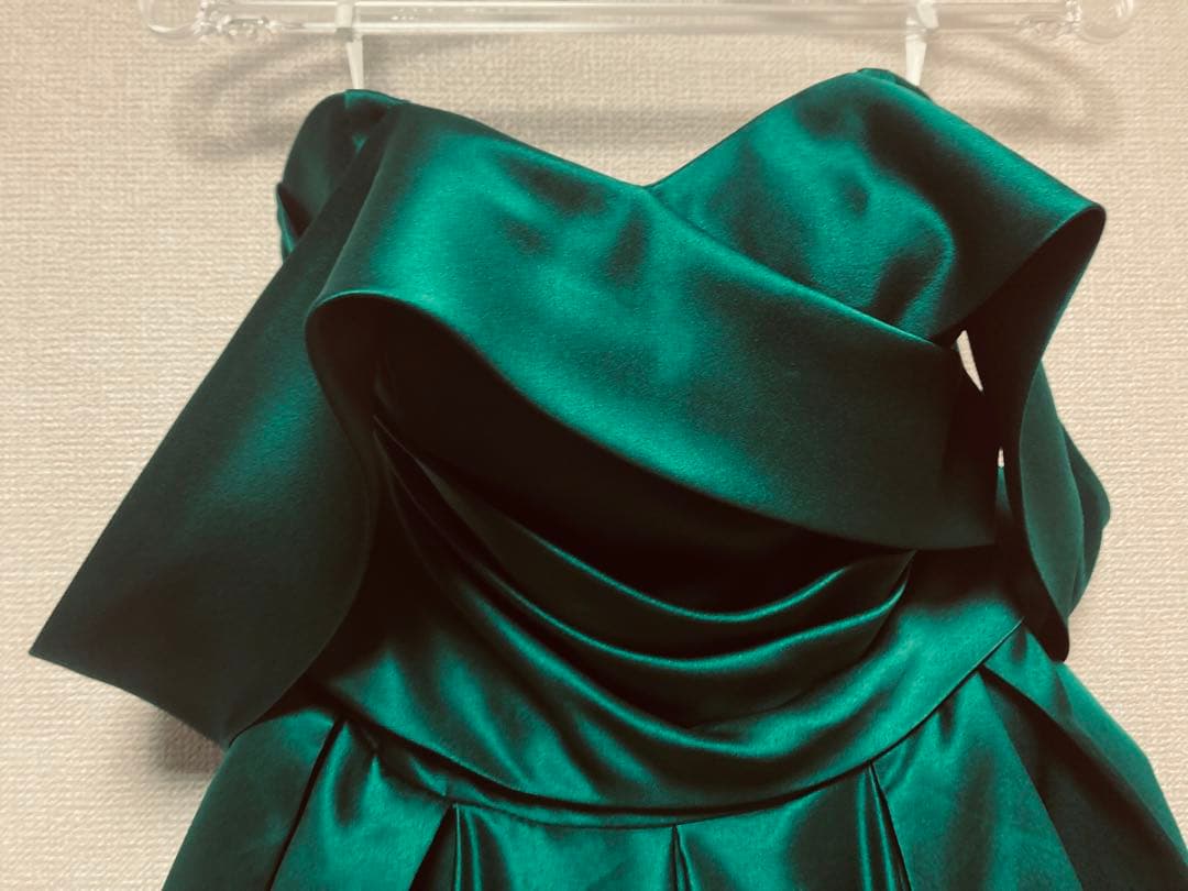 カラードレス 9号 ウェディングドレス サテン グリーン プリンセスライン