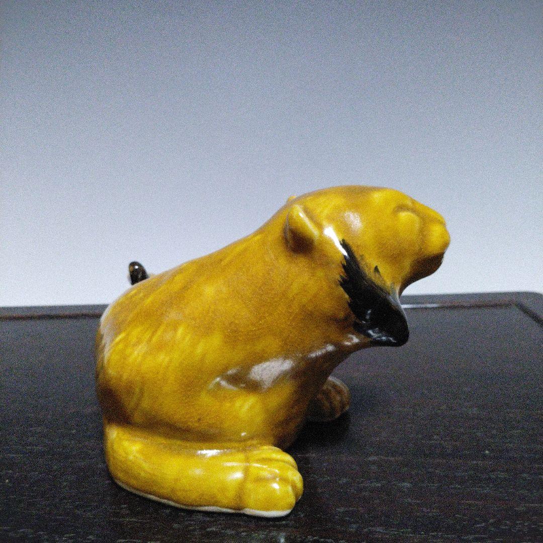 NO497 九谷焼 置物 虎 二代浅蔵五十吉作 銘あり