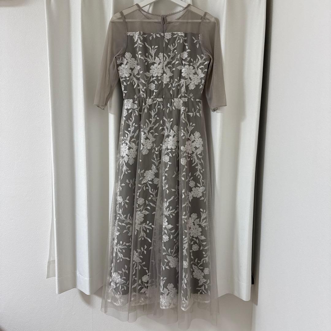 【SALE】Rire Fete ボタニカル刺繍チュールドレス38