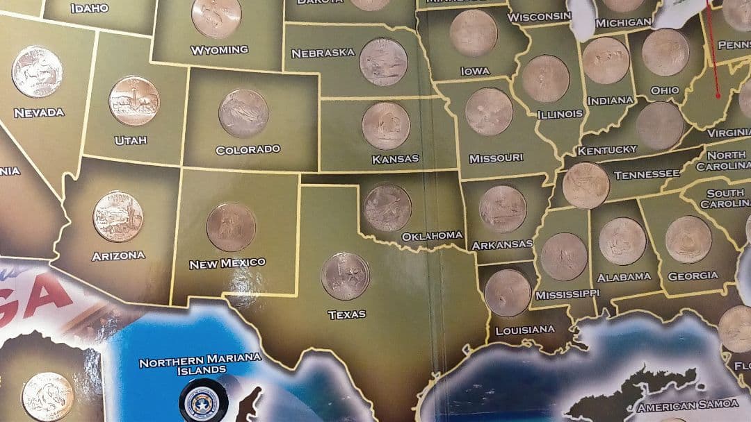 ☆。「アメリカ50州記念収納アルバム」(全50州収納済)。