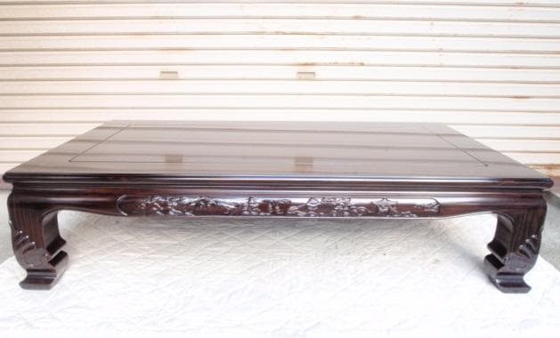 新品！半額以下！！黒檀 無垢 5尺(150巾)座敷机 太脚 座卓 検/