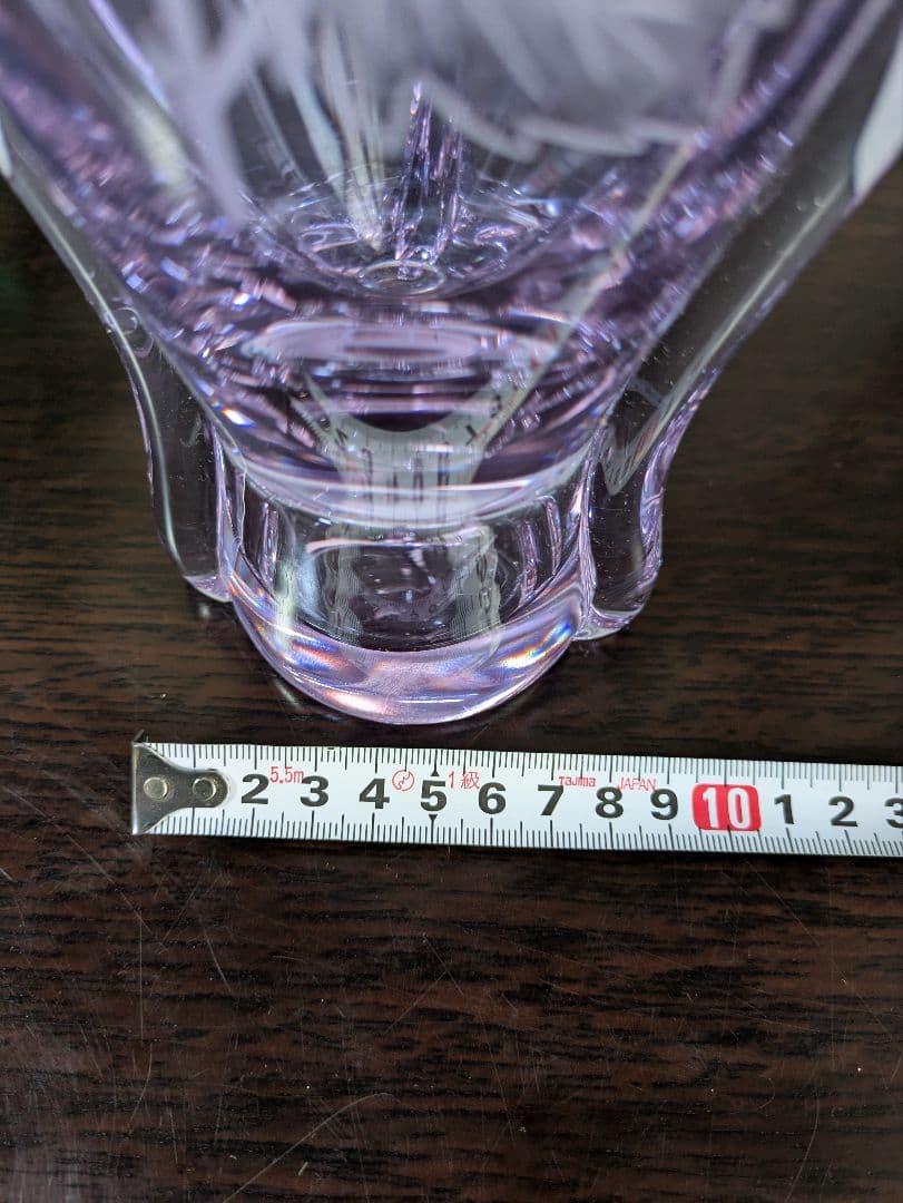 薄紫色の花瓶 アレキサンドライト サインアリ 変色ガラス 28cm お値下げ中