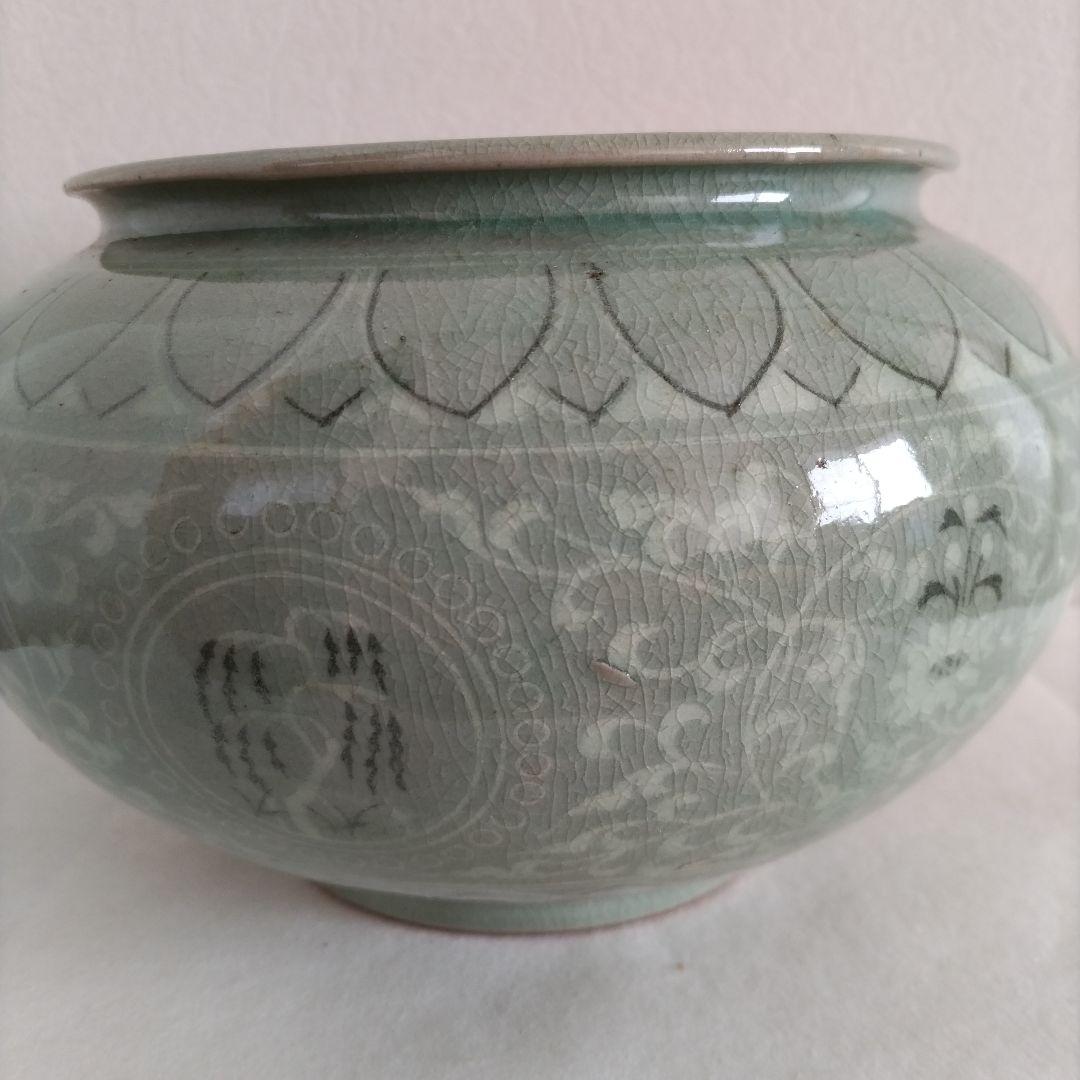 高麗青磁 池順鐸 高麗陶窯 韓国人間国宝 水指 壺インテリア 花瓶