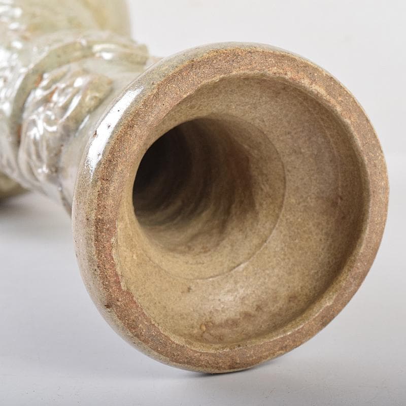 中国 唐時代 越州窯 青磁 虎貼花文 皈依瓶 日月壺 共箱 V R8771B