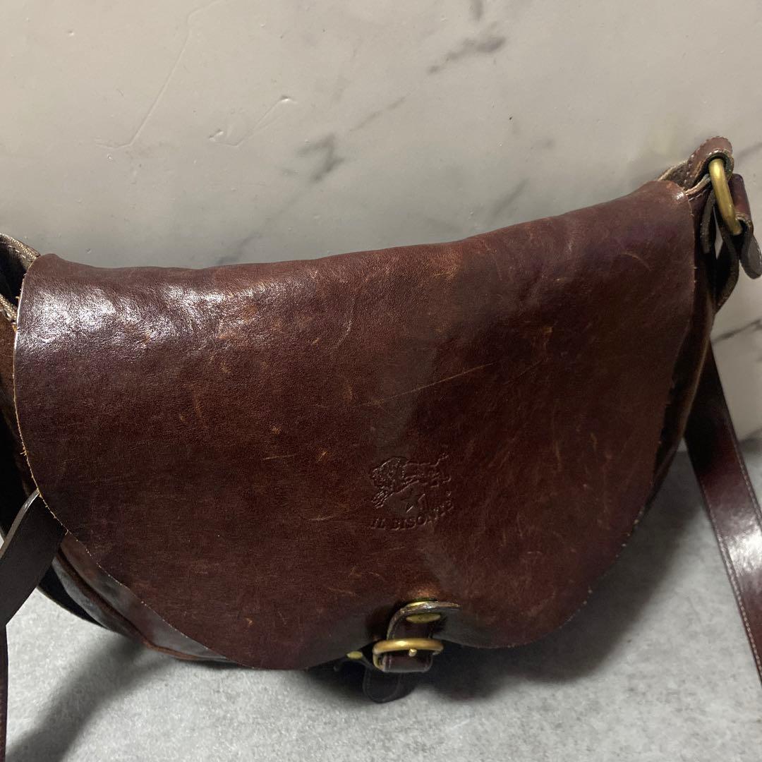 【✨希少✨】イルビゾンテ ロゴ刻印 ショルダーバッグ レザー 茶色