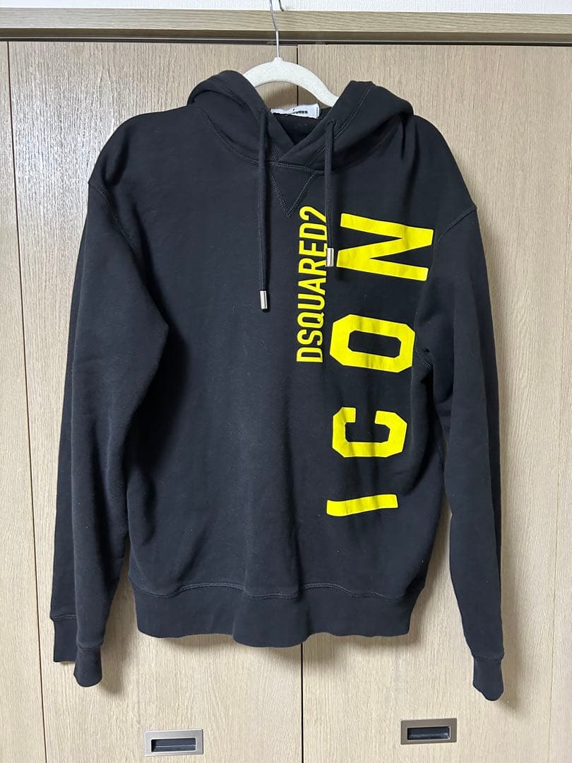 DSQUARED2 ICON ロゴプリント プルオーバーパーカー ブラック L