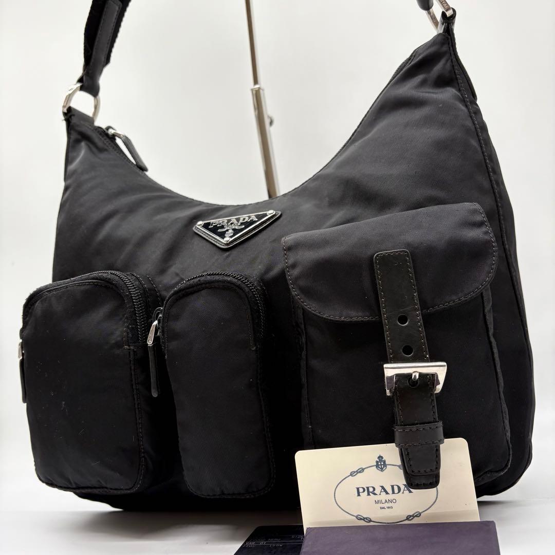 【極美品】プラダ ショルダーバッグ 三角ロゴ ナイロン 黒 BT0523