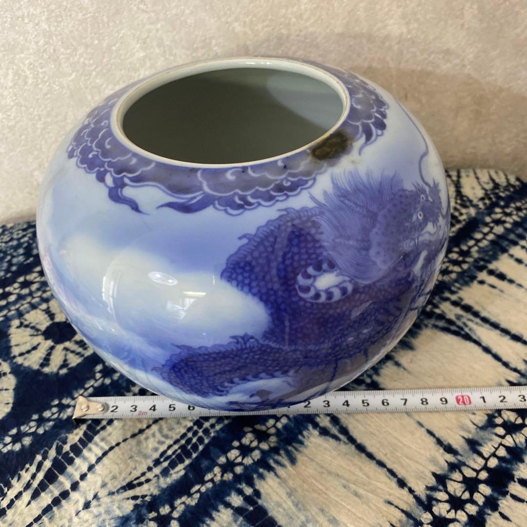 真葛香山 染付龍花瓶 美術品・アンティーク・コレクション