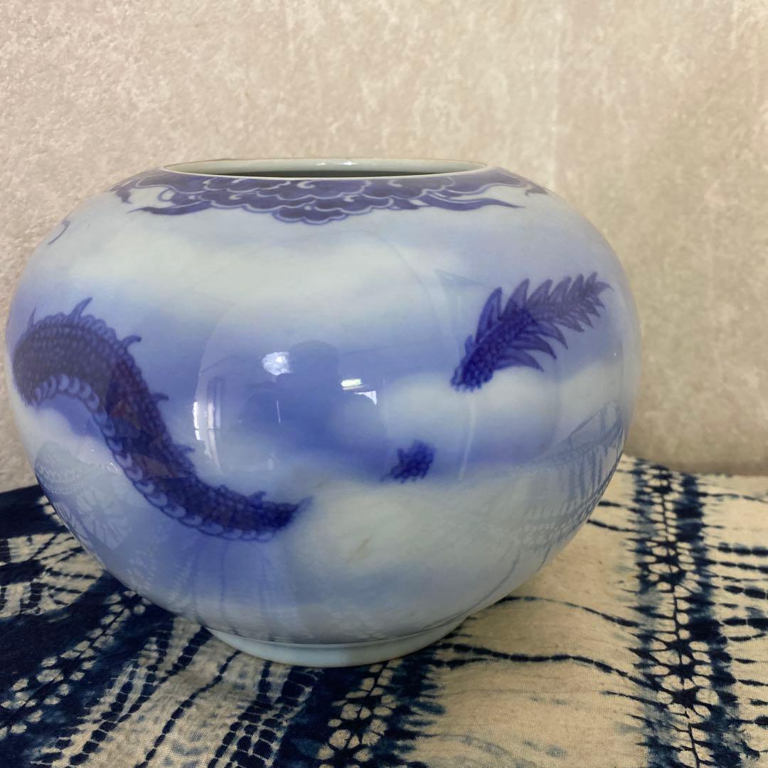 真葛香山 染付龍花瓶 美術品・アンティーク・コレクション